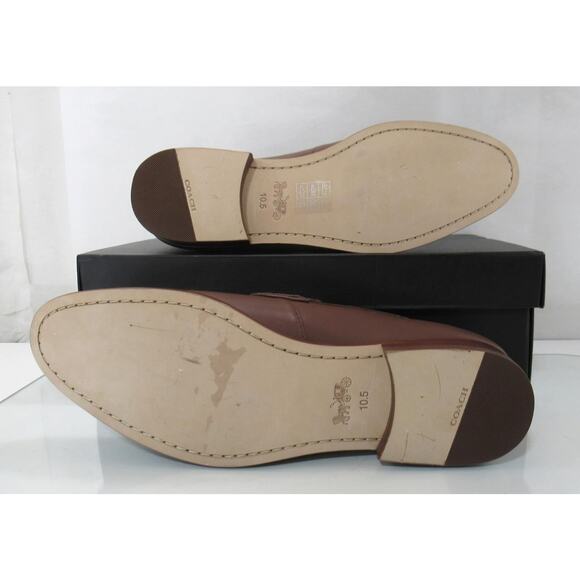 Men's Coach Declan Penny Loafer Dress Leather Dark Saddle Brown Size 10.5 - Picture 9 of 10